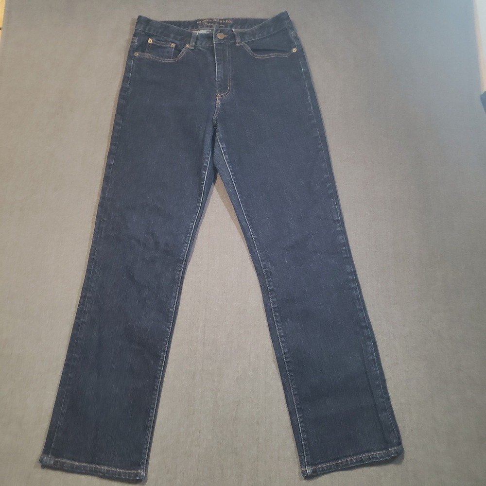 Lauren Ralph Lauren Jeans Womens 8 Blue Straight Leg Dark Wash Stretch Denim